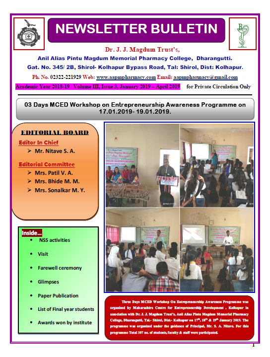 News Bulletin Jan-April 2019 Volume III ISSUE III