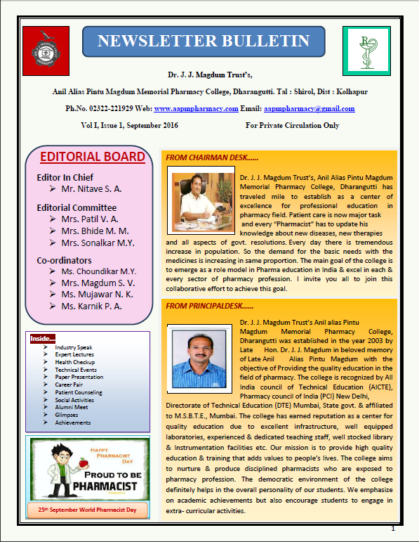 News Bulletin Sept 2016 Volume I Issue I